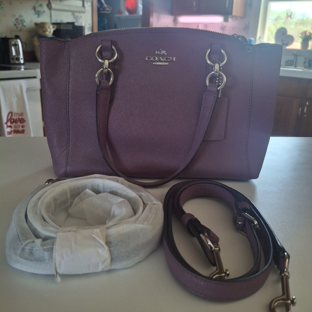 Coach Purple Satchel with Signature Design